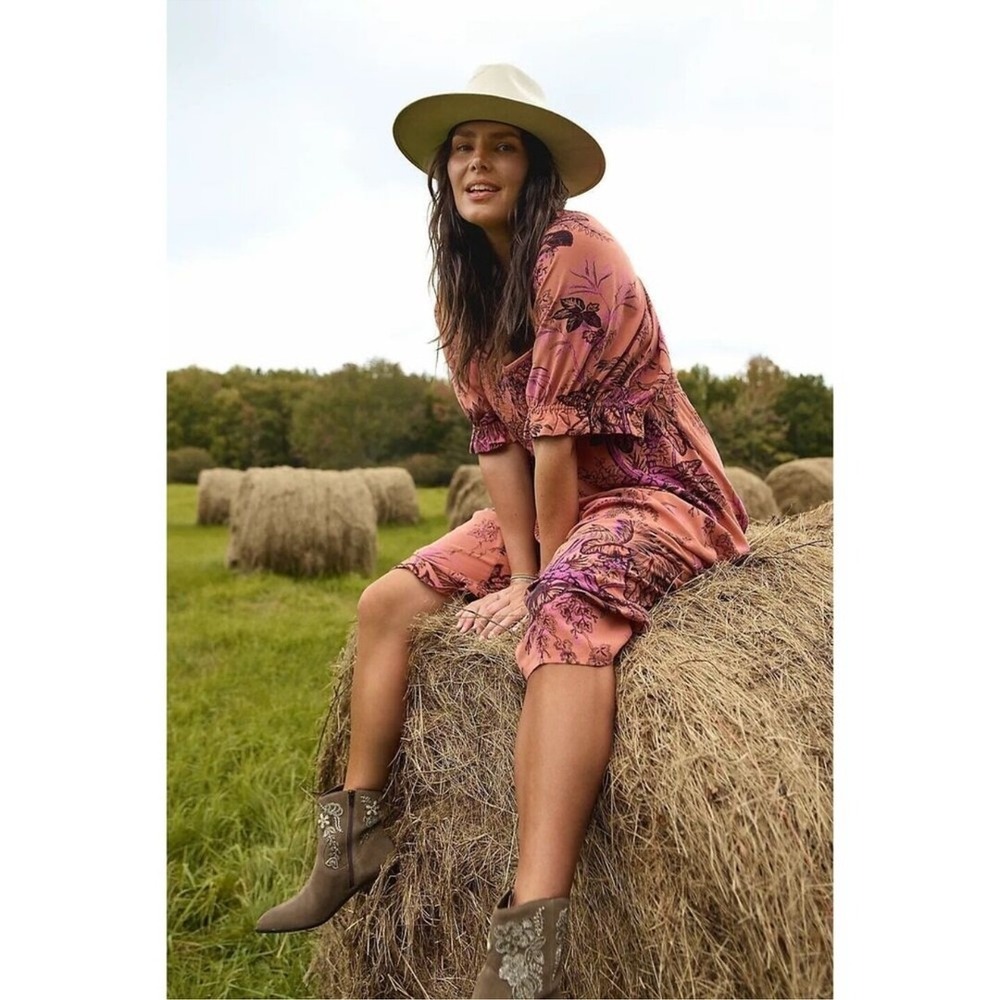 Anthropologie Amadi Off The Shoulder Dress Size M Boho Cottagecore floral farm
